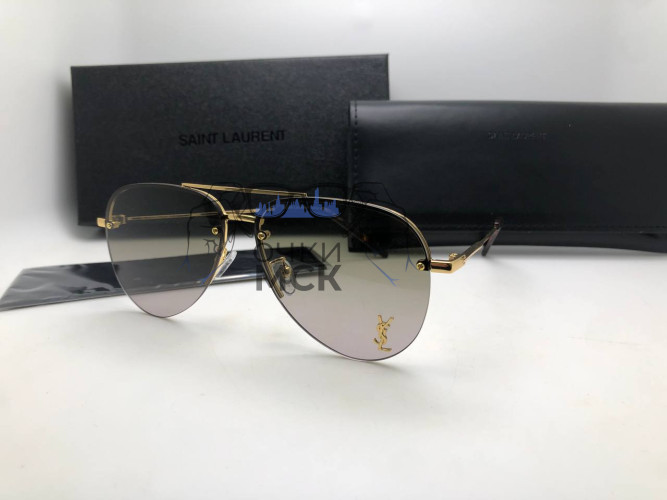Очки Saint Laurent Aviator Brown/Gold солнцезащитные унисекс женские мужские оригинал