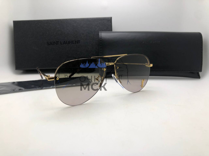 Очки Saint Laurent Aviator Brown/Gold солнцезащитные унисекс женские мужские оригинал