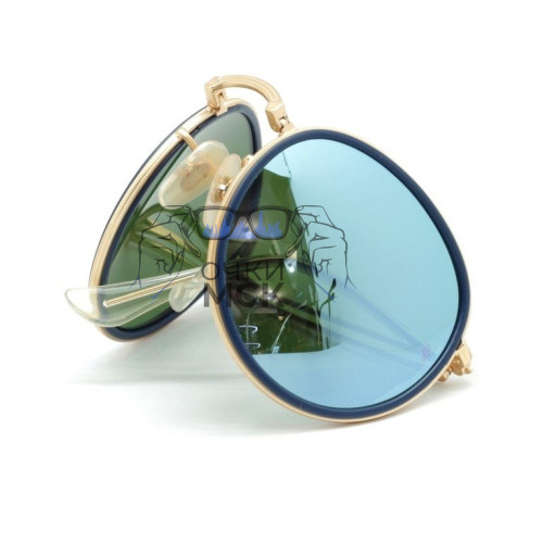 Очки Ray Ban Round Metal Folding RB3517 Голубые солнцезащитные унисекс женские мужские оригинал