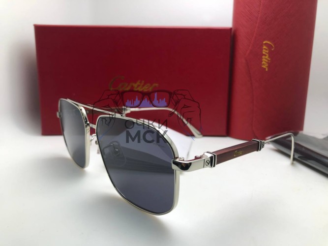 Очки Cartier Silver/Black Тёмный градиент солнцезащитные унисекс женские мужские оригинал