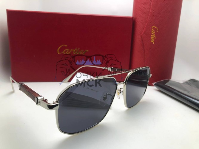 Очки Cartier Silver/Black Тёмный градиент солнцезащитные унисекс женские мужские оригинал