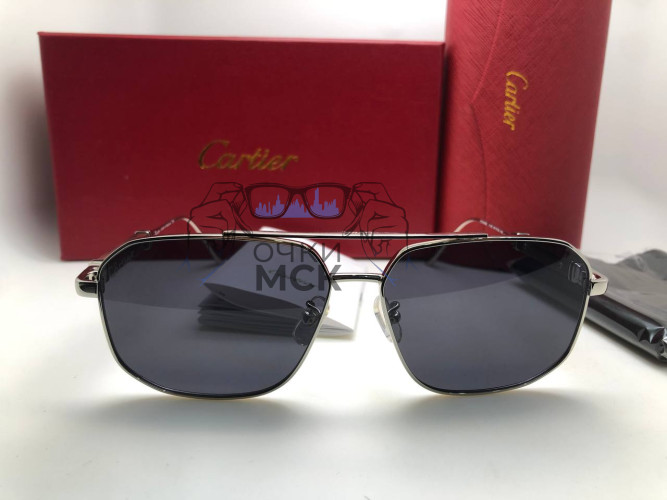 Очки Cartier Silver/Black Тёмный градиент солнцезащитные унисекс женские мужские оригинал