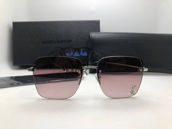 Очки Saint Laurent Marston Silver/Pink солнцезащитные унисекс женские мужские оригинал
