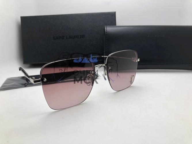 Очки Saint Laurent Marston Silver/Pink солнцезащитные унисекс женские мужские оригинал