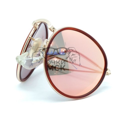 Очки Ray Ban Round Metal Folding RB3517 Розовые солнцезащитные унисекс женские мужские оригинал