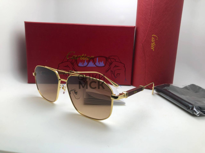 Очки Cartier Gold/Brown Коричневый градиент солнцезащитные унисекс женские мужские оригинал