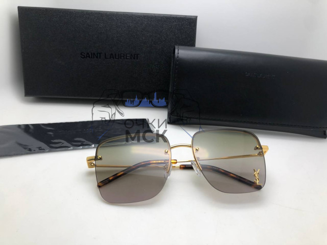 Очки Saint Laurent Marston Gold/Brown солнцезащитные унисекс женские мужские оригинал