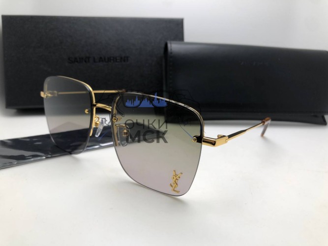 Очки Saint Laurent Marston Gold/Brown солнцезащитные унисекс женские мужские оригинал