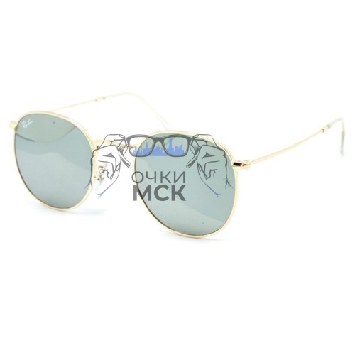 Очки Ray Ban Round Metal RB3447 Серые зеркальные солнцезащитные унисекс женские мужские оригинал
