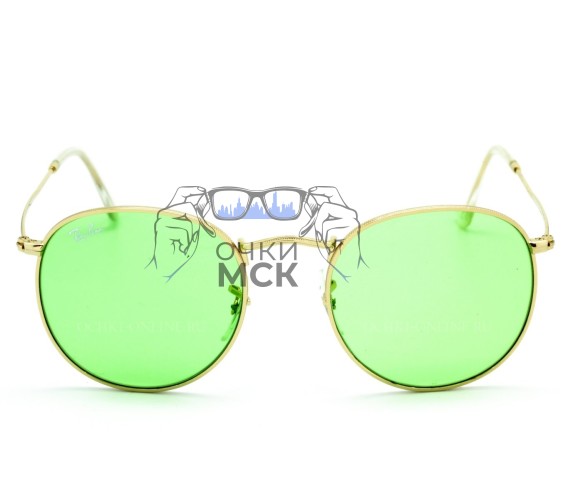 Очки Ray Ban Round Metal RB3447 Светло-зеленые солнцезащитные унисекс женские мужские оригинал