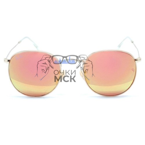 Очки Ray Ban Round Metal RB3447 Светло-коричневые солнцезащитные унисекс женские мужские оригинал