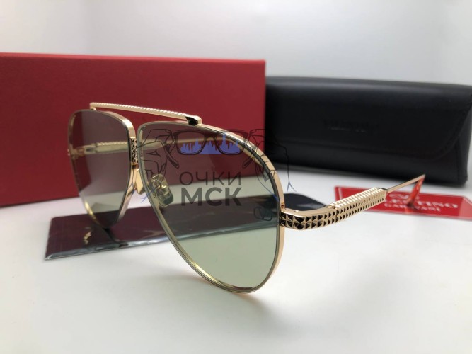 Очки Valentino Gold/Green солнцезащитные унисекс женские мужские оригинал