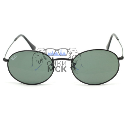 Очки Ray Ban Oval Metal RB3547 Тёмно-зеленые солнцезащитные унисекс женские мужские оригинал