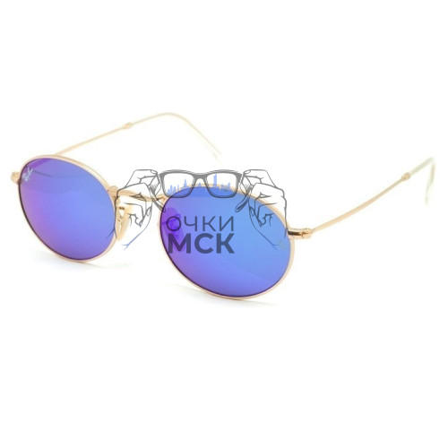 Очки Ray Ban Oval Metal RB3547 Синие зеркальные солнцезащитные унисекс женские мужские оригинал
