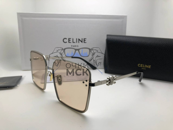 Очки Celine Octa Silver/Light Brown солнцезащитные унисекс женские мужские оригинал