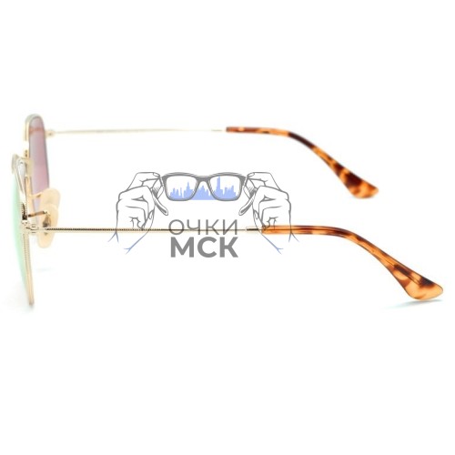 Очки Ray Ban Hexagonal Metal RB3548N Розовый зеркальный солнцезащитные унисекс женские мужские оригинал