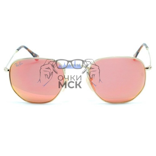 Очки Ray Ban Hexagonal Metal RB3548N Розовый зеркальный солнцезащитные унисекс женские мужские оригинал