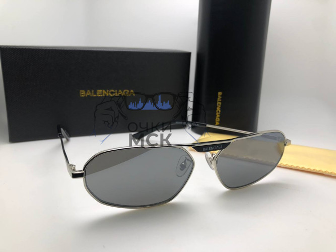 Очки Balenciaga 2455 Silver/Grey Тёмно-серый солнцезащитные унисекс женские мужские оригинал