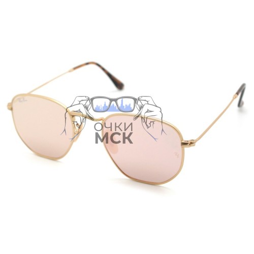 Очки Ray Ban Hexagonal Metal RB3548N Светло-розовый зеркальный солнцезащитные унисекс женские мужские оригинал