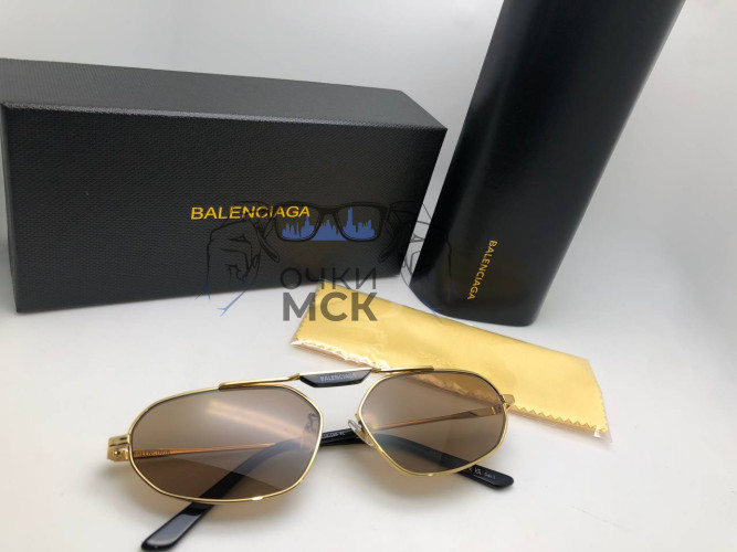 Очки Balenciaga 2455 Gold/Brown Коричневый градиент солнцезащитные унисекс женские мужские оригинал