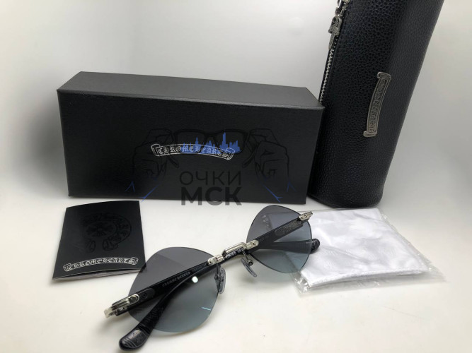 Очки Chrome Hearts 56-21-151 Silver/Black солнцезащитные унисекс женские мужские оригинал