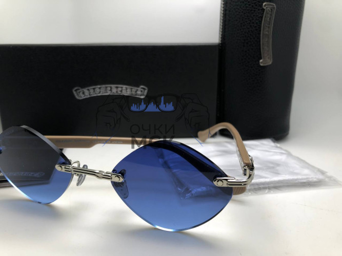 Очки Chrome Hearts 56-21-151 Wood/Blue солнцезащитные унисекс женские мужские оригинал