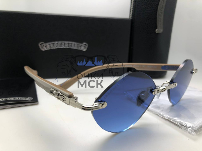 Очки Chrome Hearts 56-21-151 Wood/Blue солнцезащитные унисекс женские мужские оригинал